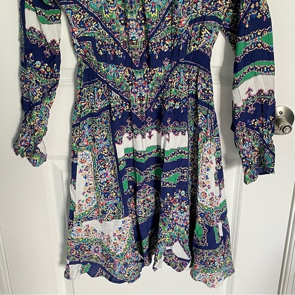 Anthropologie Maeve Blue Patchwork Long Sleeve Monaco Dress - 35744 - Picture 8 of 11